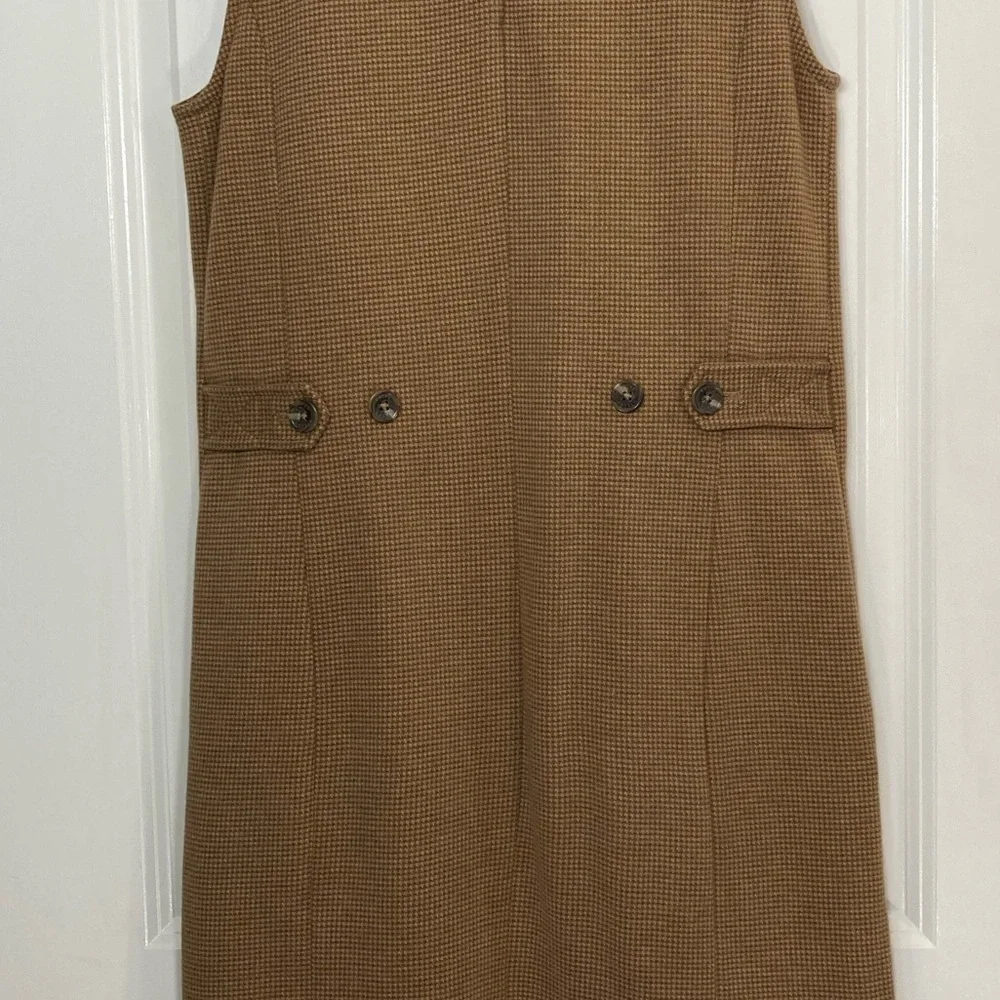 Ralph Lauren Sport tan houndstooth academia inspired sheath dress - Picture 4 of 6